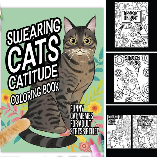 🔥Hot Sale🔥Funny Kitty Memes Coloring Book For Adult Relaxation