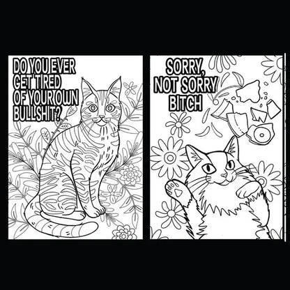 🔥Hot Sale🔥Funny Kitty Memes Coloring Book For Adult Relaxation