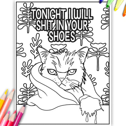 🔥Hot Sale🔥Funny Kitty Memes Coloring Book For Adult Relaxation