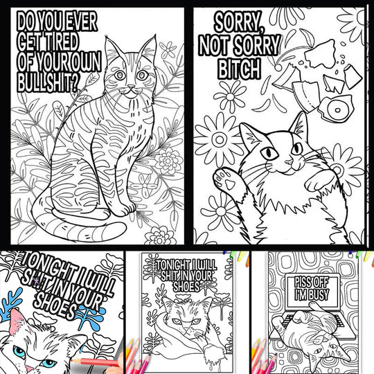 🔥Hot Sale🔥Funny Kitty Memes Coloring Book For Adult Relaxation